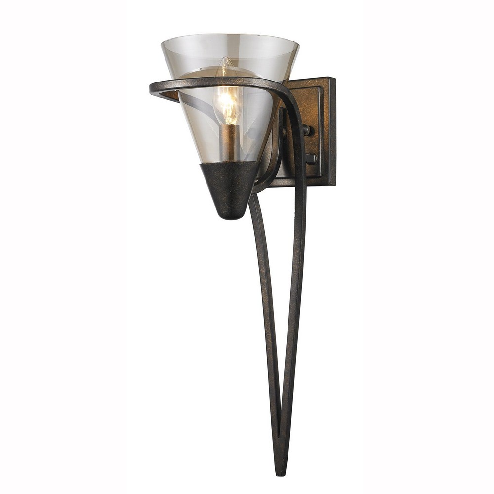 Golden Lighting-1648-1W BUS-Olympia - 1 Light Wall Sconce in Variety of style - 18.88 Inches high by 5.75 Inches wide   Burnt Sienna Finish with Baltic Amber Glass